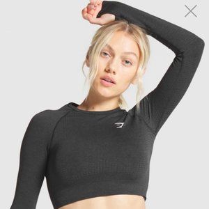 Gymshark Black Vital Seamless Long Sleeve Crop Top